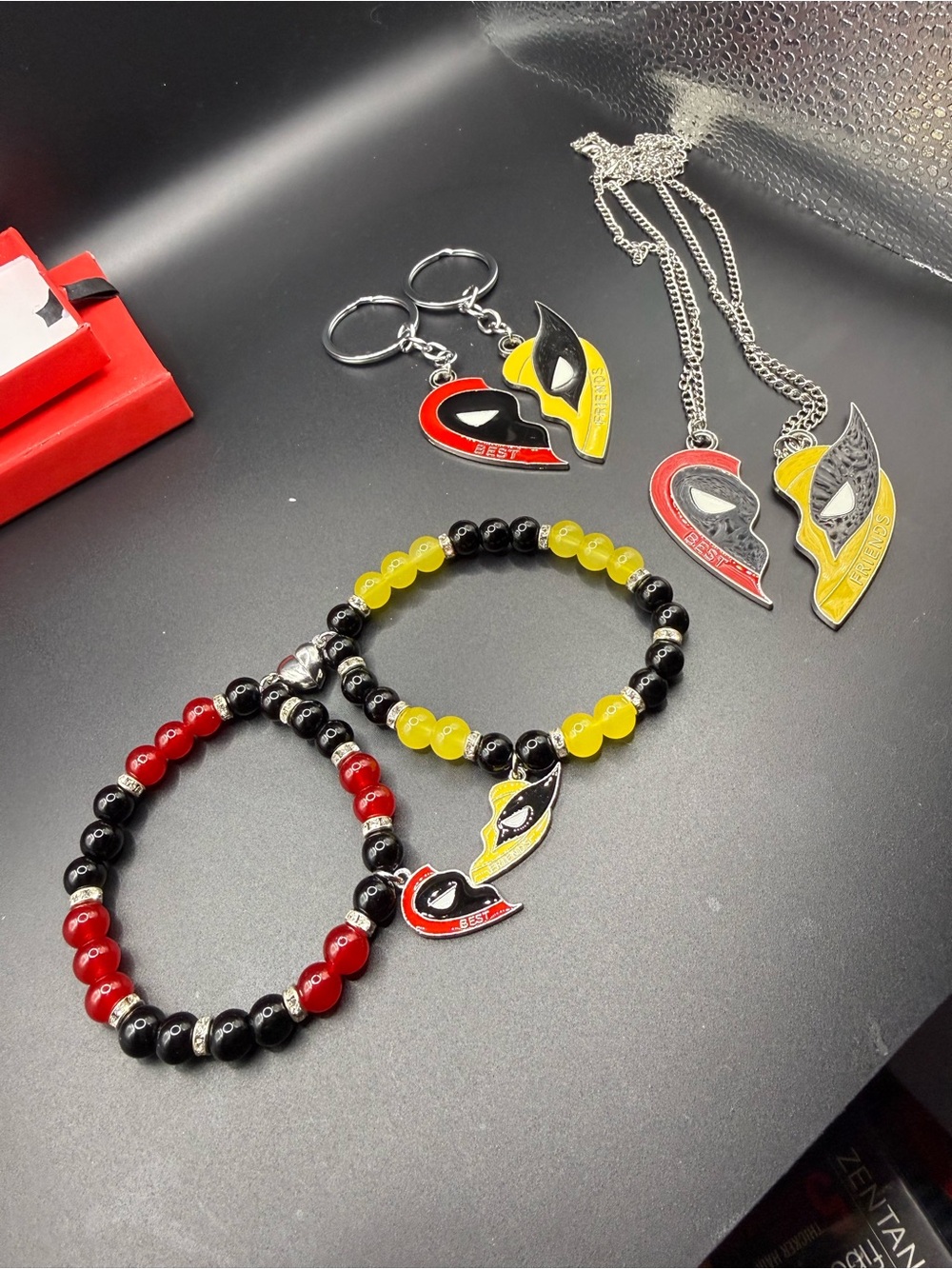 Superhero Deadpool and Wolverine Matching Necklaces Bracelets for Best Friends